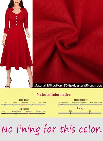 VFSHOW Womens Vintage Retro Square Neck Work Business Office Fit and Flare Mid-Calf A-Line Dress in Saudi Arabia