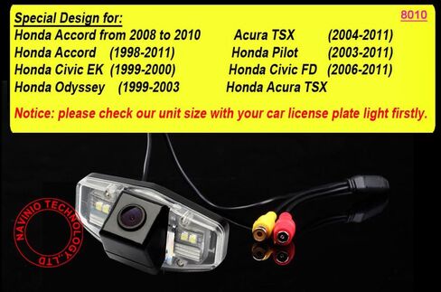 Night Vision Car Backup Camera, Waterproof Rear-view License Plate Light Reverse Parking Camera for Honda Accord Civic EK/FD Odyssey Pilot Acura TSX in Kuwait