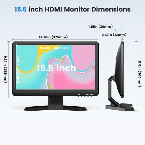 شاشة أمان Eyoyo مقاس 10 بوصة بدقة 1366 × 768 TFT LCD، شاشة HDMI صغيرة تدعم مدخل HDMI VGA AV BNC USB ومكبرات صوت مدمجة وجهاز تحكم عن بعد للكمبيوتر الشخصي وكاميرا CCTV X-Box in Kuwait
