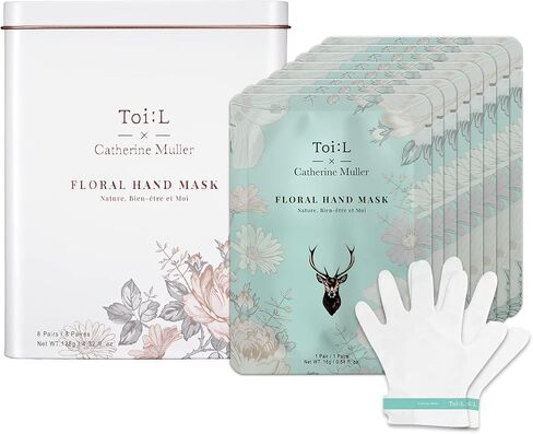 Toi:L Extra Silky Hand Mask 5 Pairs, Moisturizing Gloves for dry hands, Premium Hand spa Treatment, Moisturizing, Whitening, and Repairing for rough & damaged hands(Pearl+Green Caviar) (box) in Kuwait
