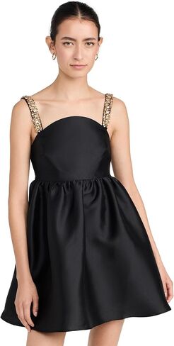 Self Portrait Women's Black Taffeta Embellished Mini Dress in Kuwait