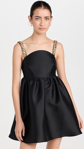 Self Portrait Women's Black Taffeta Embellished Mini Dress in Kuwait