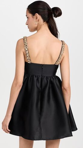 Self Portrait Women's Black Taffeta Embellished Mini Dress in Kuwait