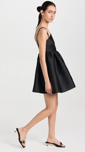 Self Portrait Women's Black Taffeta Embellished Mini Dress in Kuwait