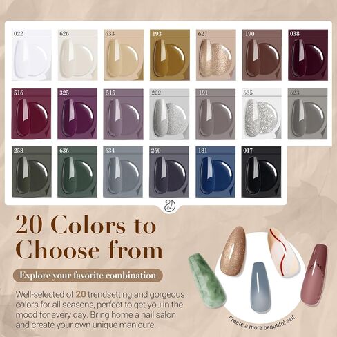 AZUREBEAUTY 31Pcs Dip Powder Nail Kit Starter, 20 Colors Purple Blue Glitter Dipping Powder Recycling Tray Essential Liquid Set with Base Top Coat Activator for French Dip Nails Art Manicure Set Beginner DIY Salon Women Gift in Kuwait