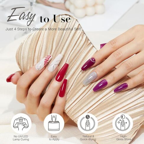 AZUREBEAUTY 31Pcs Dip Powder Nail Kit Starter, 20 Colors Purple Blue Glitter Dipping Powder Recycling Tray Essential Liquid Set with Base Top Coat Activator for French Dip Nails Art Manicure Set Beginner DIY Salon Women Gift in Kuwait