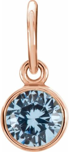 Solitaire 4mm Round Simulated Aquamarine Birthstone Pendant Charm in Saudi Arabia