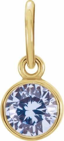 Solitaire 4mm Round Simulated Aquamarine Birthstone Pendant Charm in Saudi Arabia