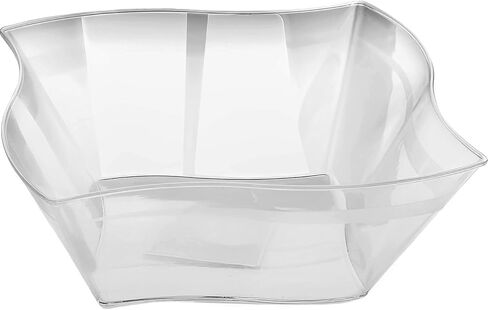 Blue Sky Clear Square Wave Plastic Serving Bowl (1 Count) - Premium & Durable Clear Plastic Bowl - Perfect Snack Bowl and Salad Bowl for Birthday, Wedding, Themed Party & Other Event, 45 oz. in Saudi Arabia