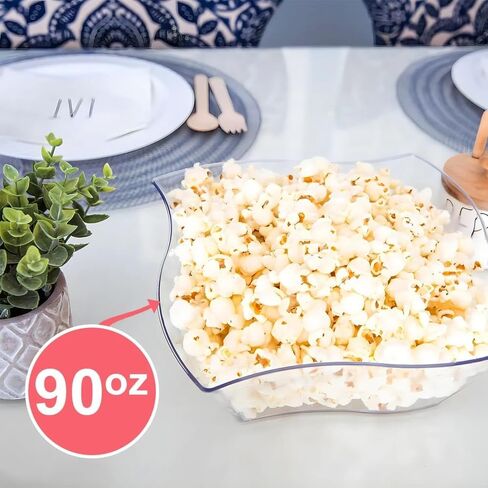 Blue Sky Clear Square Wave Plastic Serving Bowl (1 Count) - Premium & Durable Clear Plastic Bowl - Perfect Snack Bowl and Salad Bowl for Birthday, Wedding, Themed Party & Other Event, 45 oz. in Saudi Arabia