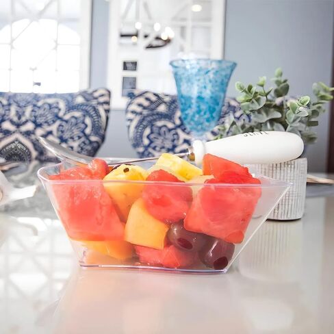 Blue Sky Clear Square Wave Plastic Serving Bowl (1 Count) - Premium & Durable Clear Plastic Bowl - Perfect Snack Bowl and Salad Bowl for Birthday, Wedding, Themed Party & Other Event, 45 oz. in Saudi Arabia