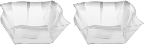 Blue Sky Clear Square Wave Plastic Serving Bowl (1 Count) - Premium & Durable Clear Plastic Bowl - Perfect Snack Bowl and Salad Bowl for Birthday, Wedding, Themed Party & Other Event, 45 oz. in Saudi Arabia