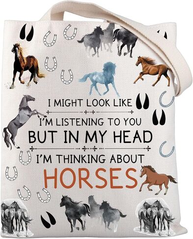 Horse Tote Bag Horse Gifts for Horse Lovers Equestrian Gifts Canvas Tote Bags Reusable Shoulder Bag for Travel Work Shopping in Saudi Arabia