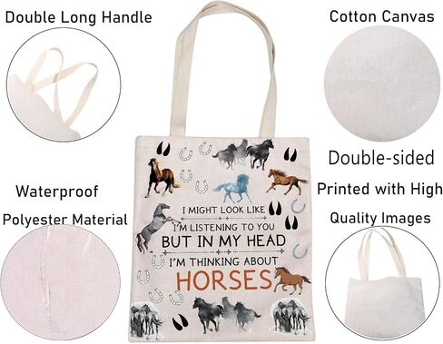 Horse Tote Bag Horse Gifts for Horse Lovers Equestrian Gifts Canvas Tote Bags Reusable Shoulder Bag for Travel Work Shopping in Saudi Arabia