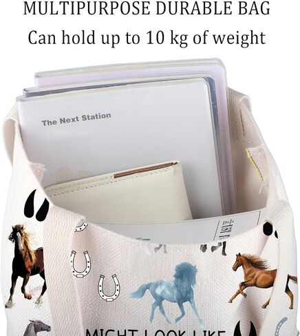 Horse Tote Bag Horse Gifts for Horse Lovers Equestrian Gifts Canvas Tote Bags Reusable Shoulder Bag for Travel Work Shopping in Saudi Arabia