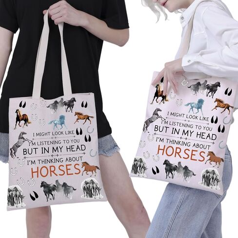 Horse Tote Bag Horse Gifts for Horse Lovers Equestrian Gifts Canvas Tote Bags Reusable Shoulder Bag for Travel Work Shopping in Saudi Arabia