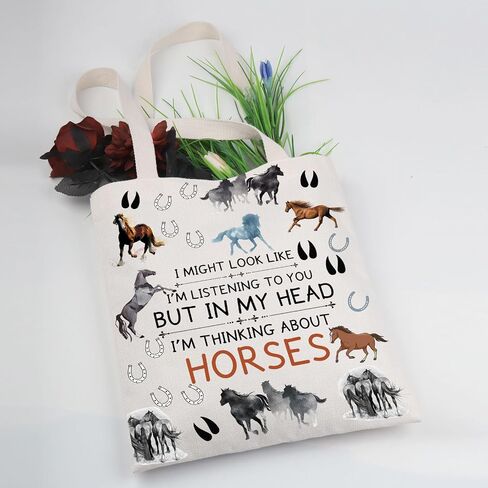Horse Tote Bag Horse Gifts for Horse Lovers Equestrian Gifts Canvas Tote Bags Reusable Shoulder Bag for Travel Work Shopping in Saudi Arabia