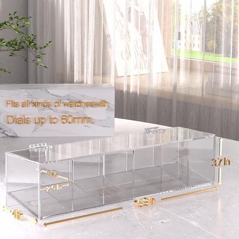 6 Slot Watch Box，Men Acrylic Watch Case, Premium Acrylic Watch Organizer,Clear Watch Display Case,Watch Storage for Men Women, Oak in Saudi Arabia