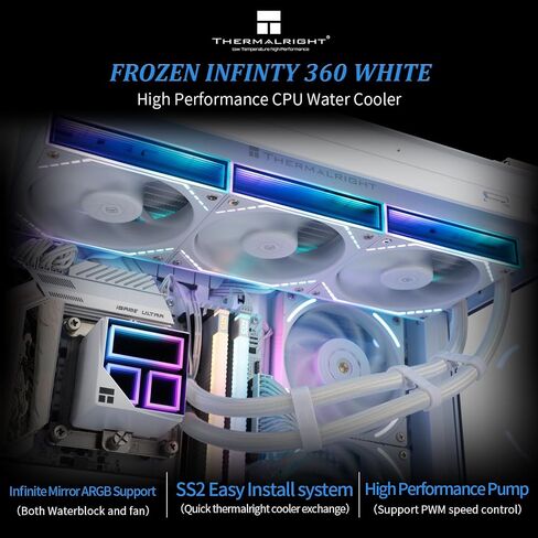 مبرد مياه وحدة المعالجة المركزية من Thermalright Frozen Infinity 360 أسود، مع مراوح PWM ثلاثية مرآة إنفينيتي مقاس 124 مم، لـ Intel 1150/1151/1200/2011/ 1700/1851&AMD/AM4/AM5,360 حجم مشعاع تبريد المياه بمرآة لا متناهية in Saudi Arabia
