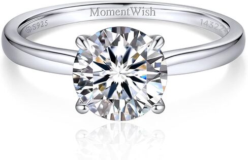 MomentWish خاتم الخطوبة للنساء، 1-2 قيراط خاتم مويسانيتي روميس، D اللون VVS1 خاتم زفاف مويسانيتي 925 خواتم سوليتير من الفضة الاسترليني in Kuwait