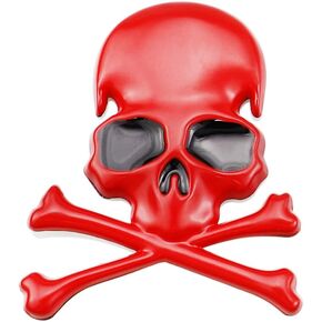 Skeleton Skull Emblem Car Side Rear Front Hood Trunk Door Bumper Tail Box Car Motorcycle Personality Decoration Metal Badge Decal Sticker (1 PCS, Silver Black)