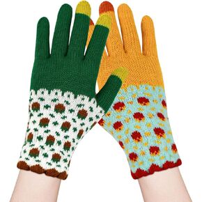 Women's Winter Gloves, Fashion Warm Touch Screen Gloves, Elastic Cuff Thermal Knit Gloves for Cold Weather Outdoors