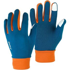 Gravy Style Colorful Lightweight Warm Winter Gloves, Anti-Slip Thermal Men Women Ski Snow Liner Touch Screen Running Hiking