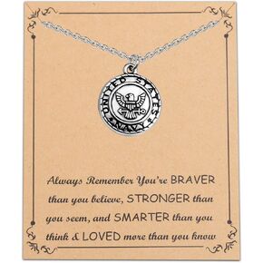 FUSTMW Army Necklace Navy Necklace Military Jewelry Deployment Gifts (navy)