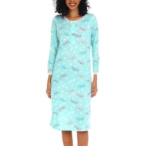ENJOYNIGHT Womens Nightgown Cotton Long Sleeves Nightshirt Button Down Sleep Shirt