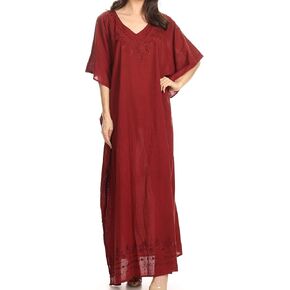 Sakkas Favi Womens Casual Long Maxi Dress Caftan Cover Up Loungewear in Rayon