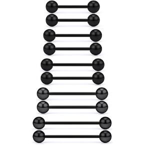 14G 16G Black Nipple Piercings Tongue Rings Externally/Internally Threaded Hypoallergenic 316L Surgical Steel Nipple Tongue Barbell Piercing Jewelry for Women Men 12mm 14mm 16mm 19mm 22mm