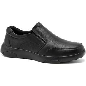 OrthoComfoot Men's Orthopedic Leather Dress Walking Shoes: Comfortable Plantar Fasciitis Oxfords with Arch Support, Business Diabetic Slip-On Loafers for Foot and Heel Pain Relief