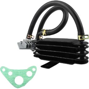 Motorcycle Oil Cooler,GY6 4 Row Oil Cooling Radiator Engine Kit with Oil Pipe Edge Cover for Dirt Pit Bike 125cc Motocross Engine Cooling