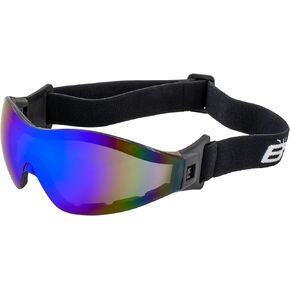 Birdz Eyewear Boogie Foam Padded Motorcycle Ski Skydiving Z87.1 Safety Goggles Black Frames with ReflecTech Blue Anti-Fog Lenses