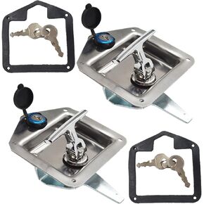 4Pcs Trailer Door Latch Folding T-Handle Lock Stainless Steel Keys for Camper RV Truck Toolbox