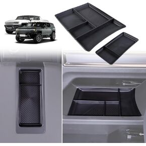 for Hummer EV Accessories Lower Console Organizer Armrest Tray Set SUV Pickup ABS Center Consoles Storage Box Tray and Armrest Organizer Compatible with Hummer EV 2023-2025