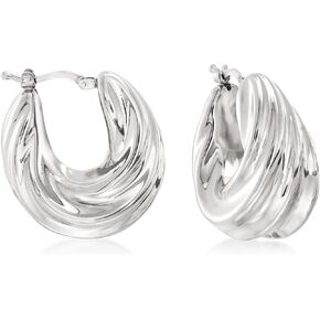 Ross-Simons Italian Sterling Silver Pleated Twist Hoop Earrings