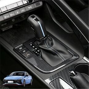 Carbon Fiber Style ABS Central Gear Shift Panel Cover Center Control Cover Trim Car Interior Parts Compatible with Hyundai Elantra CN7 N Line Accessories