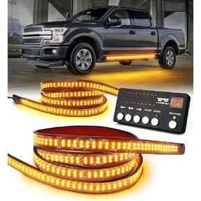LUMENIX 2PCS 70 Inch Emergency Strobe Lights Strip LED Running Board Flexible Lights Bar Flashing Warning Hazard Safety Side Light for Construction Vehicles Tow Work Trucks Pickups - White Amber