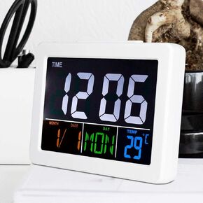 AUNMAS Digital Alarm Clock, LCD Large Screen Desktop Clock Time Date Temperature Display Decorative Wake-up Light Clock for Bedroom Office