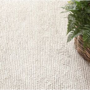 S & L Homes Wool Cotton Hand Woven Chunky Knit Popcorn Rug - Ivory Contemporary Area Rug for Living Room Bedroom (5' x 8' - Ivory)