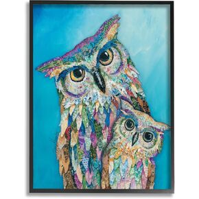 Stupell Industries Pair Wise Owls Varied Patterns Painting Collage Framed Wall Art, Design by Lisa Morales