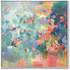 Wynwood Studio Midsummer Flower Crown Pastel Colorful Abstract Framed Wall Art With Hand Painted Accents, 30" x 30"