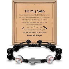 Baseball Soccer Volleyball Basketball Football Bracelet Gifts Stainless Steel Cross Bracelets Gifts for Son, Grandson, Nephew, Brother, Daughter