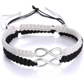 FUTIMELY 2PC 8 Infinity Couple Bracelet for His and Hers,Adjustable Braided Rope Bangle Wrist Chain Bracelets for Friendship Lover Valentine's Day Jewelry Gifts