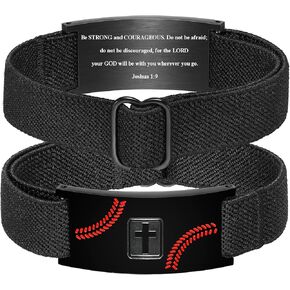 Baseball Bracelets Cross Bracelet for Men Boys, Elastic Strap Stainless Steel Adjustable Bracelets Bible Verse Bracelets Christian Jewelry Gifts for Men Boys