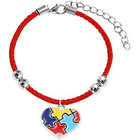 Autism Awareness Bracelet Autism Bracelet for Teachers Educators Autistic Puzzle Piece Bracelet Red Black Autism Bracelets Jewelry Accessories