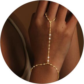 Silver Hand Chain Bracelet Ring Bracelet Hand Chain Dainty Finger Ring Slave Bracelet Hand Jewelry for Women Trendy