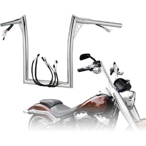 12 Inch Fat Ape Hangers Bat-wing Handlebars for 2016-2017 Harley Breakout and Fat Boy Models, Black