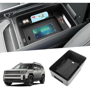 Center Console Organizer Tray Compatible with 2023 2024 2025 Hyundai Santa Fe Accessories, Hyundai Santa Fe Interior Storage Box Insert Secondary Accessories, (Black)